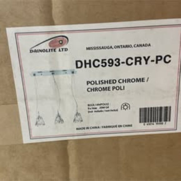 Dainolite 3-Light Horizontal Crystal Pendant Polished Chrome Sells for $463 - Picture 2 of 4